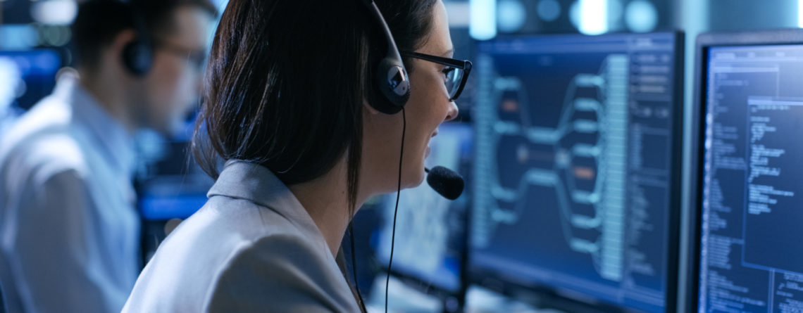 System Control Center Woman working in Technical Support.